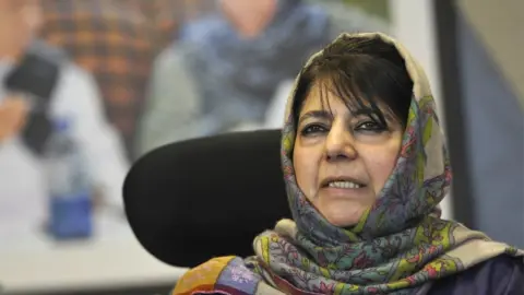 Getty Images Former Jammu and Kashmir chief minister and PDP chief Mehbooba Mufti during a press conference at her residence, on February 11, 2019 in Srinagar, India.