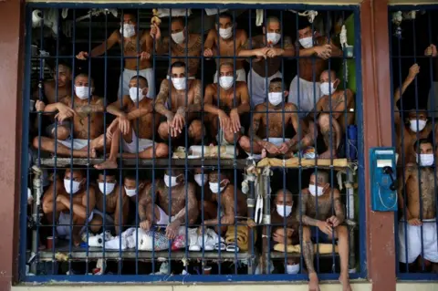 Reuters Prisoners are seen crowded together in a cell in El Salvador