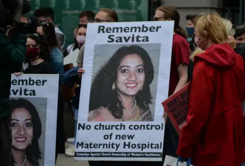 Getty Images Protest in Dublin hails Savita Halappanavar who died in 2012