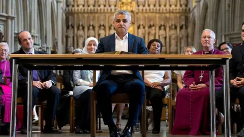 Getty Images Sadiq Khan's multi-faith signing in