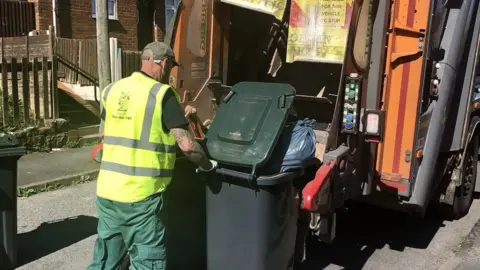 Stoke-on-Trent City Council Bins being collected in Stoke-on-Trent