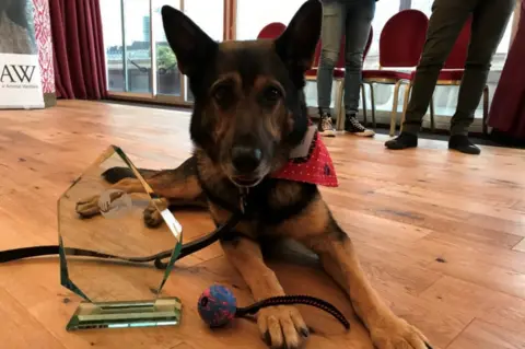 Gemma Wardell Finn with his award