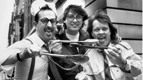 PA Media Wright, Mike Read and Bruno Brookes pictured in 1988