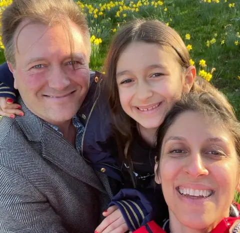 Nazanin Zaghari-Ratcliffe with husband Richard Ratcliffe and daughter Gabriella