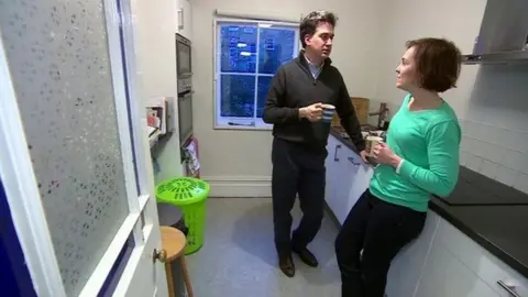 Ed Miliband and his wife, Justine, in the smaller kitchen