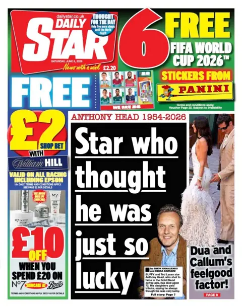 The Daily Star's headline reads 'Star who thought he was just so lucky'