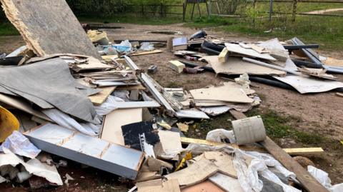 Fly-tipped waste in Shirebrook