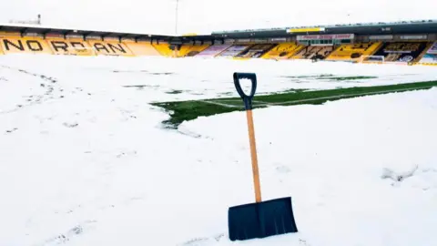 Snow on the pitch at Livingston in January 2021