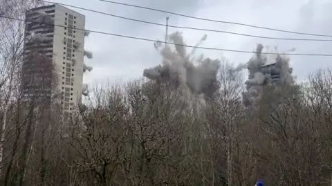 Glasgow tower blocks demolished by controlled explosions