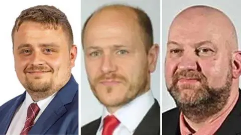 Dudley Council A composite of three men's heads and shoulders. From left to right Matt Cook, Peter Drake and Karl Denning.