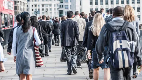 Stock image of commuters in London