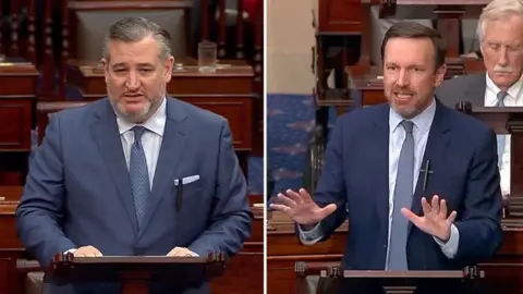 Senate members are talking on the floor.