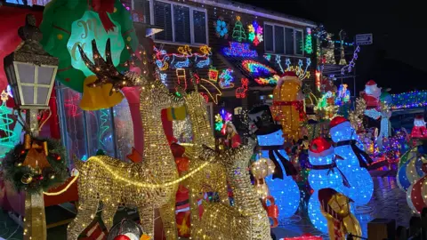 Reindeer, snowmen and Christmas presents are on show at the display