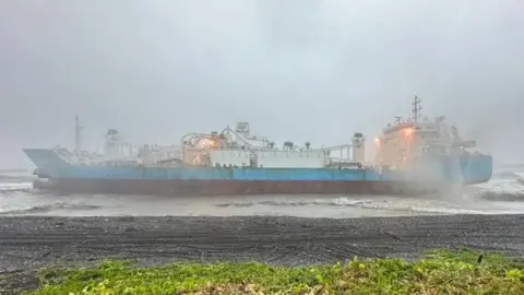 Taiwan Coastguard Administration One of the foreign ships that ran aground