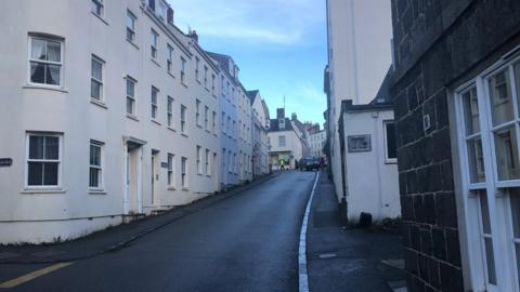 Road closed off in St Peter Port Guernsey