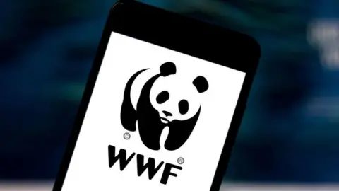 Getty Images WWF logo on a phone screen