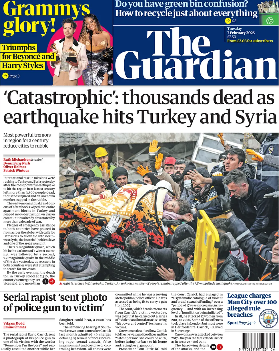 Guardian front page