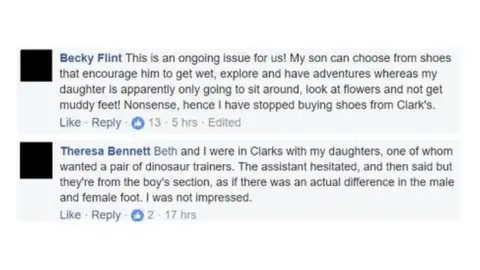 FACEBOOK Parents who claim that Clarks' range for girls is an 'ongoing issue'