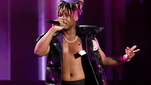 Getty Images Juice WRLD on stage in Philadelphia