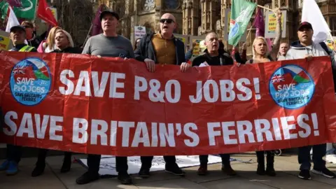 Getty Images P&O Ferries protestors in London