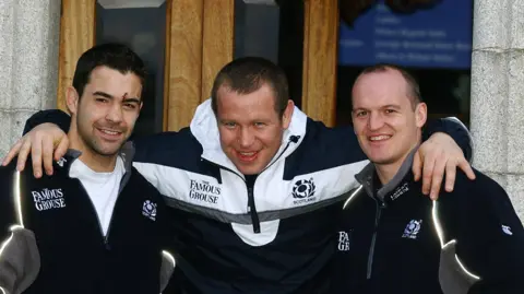 Getty Images Budge Pountney with Mattie Stewart and Gregor Townsend