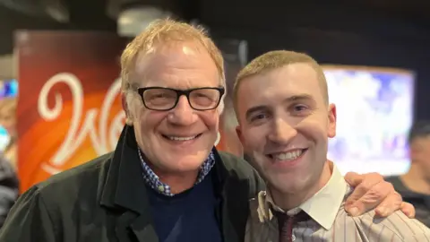 Actors Mark Lewis Jones (left) and Callum Scott Howells (right) at the The Way premiere in Port Talbot