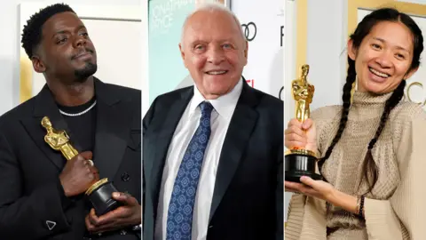 Reuters Daniel Kaluuya, Sir Anthony Hopkins and Chloe Zhao