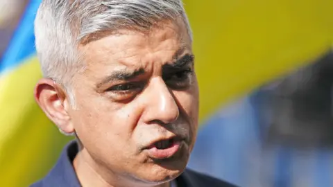 Aaron Chown/PA Wire Sadiq Khan at march for Ukraine in London