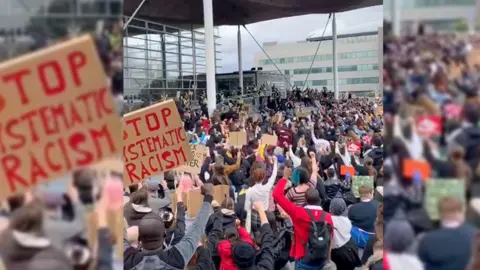 Elbashir Idris Protestors in Cardiff