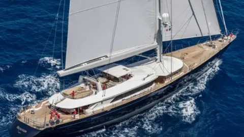 EPA A handout photo made available on 19 August 2024 by Perini Navi Press Office shows the 'Bayesian' sailing boat, in Palermo, Sicily, Italy