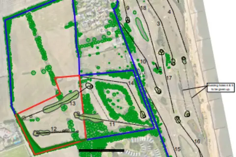 Simon Gidman Digital plans for the changes to the golf course, indicating where the new holes would be created