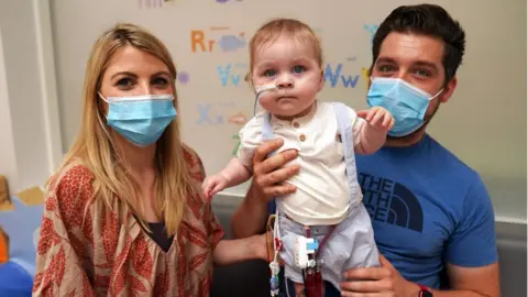 Cillian Myles and partner Lesha Comer from Galway, Ireland with their one year old son Luke