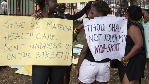 AFP Woman in shorts in Uganda (file photo)