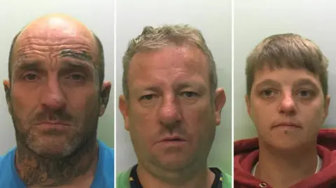 Devon and Cornwall Police Police mugshots showing Grant Braidwood, Andrew Ball and Kerry Gove