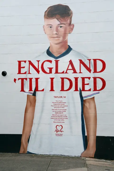 Ian Horrocks Photography Mural to Taylor Atherton, 14, which says "England 'til I died"