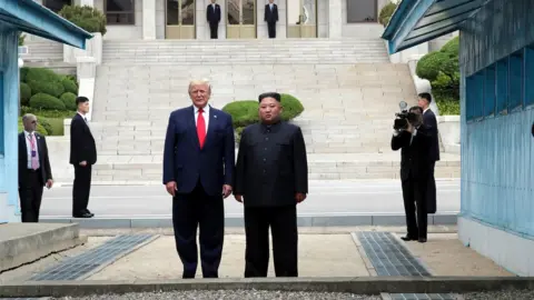 Getty Images Trump and Kim in DMZ