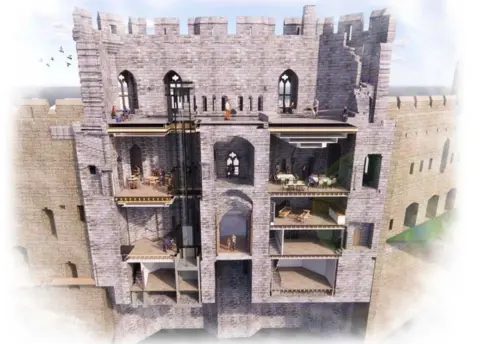 cadw Artist impression of works to improve access to Caernarfon Castle
