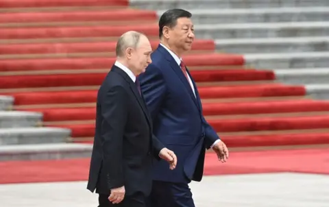 Getty Images Russian President Vladmir Putin and Chinese leader Xi Jinping met in Beijing on 15 May 2024.
