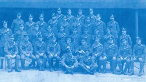 Linda Withey Frederick Everton sat with other soldiers