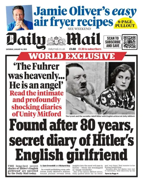 Daily Mail front page on 18 January 2025