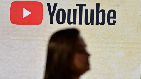 YouTube logo above silhouette of woman's head 