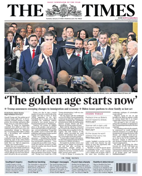 The headline in the Times reads: "'The golden age starts now'". 