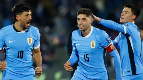 Uruguay celebrate a goal