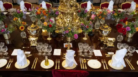 Reuters la configuración de la tabla del banquete estatal en el castillo de Windsor