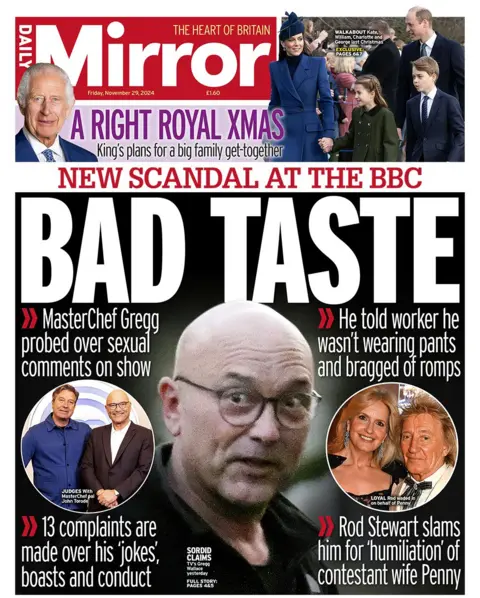 The headline in the Daily Mirror reads: "Bad taste"