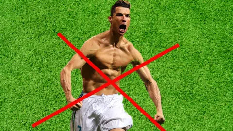 Getty Images Ronaldo celebrates a goal by taking his shirt off
