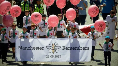 Mark Waugh children holding ballons