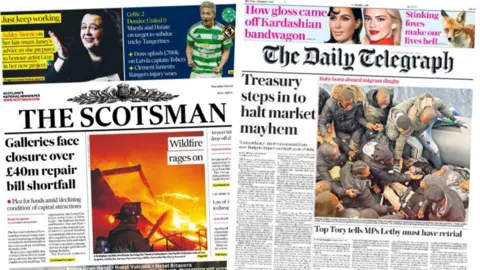 index picture combining the front pages of two newspapers