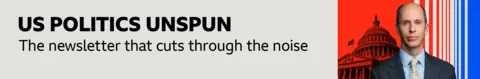 BBC banner graphics are advertising "US Politics Unspun: A newsletter that cuts through the noise". Features a composite image of Anthony Zurcher and the US Capitol building