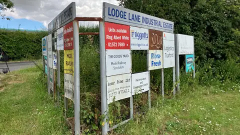 Lodge Lane Industrial Estate entrance near Tuxford in Nottinghamshire